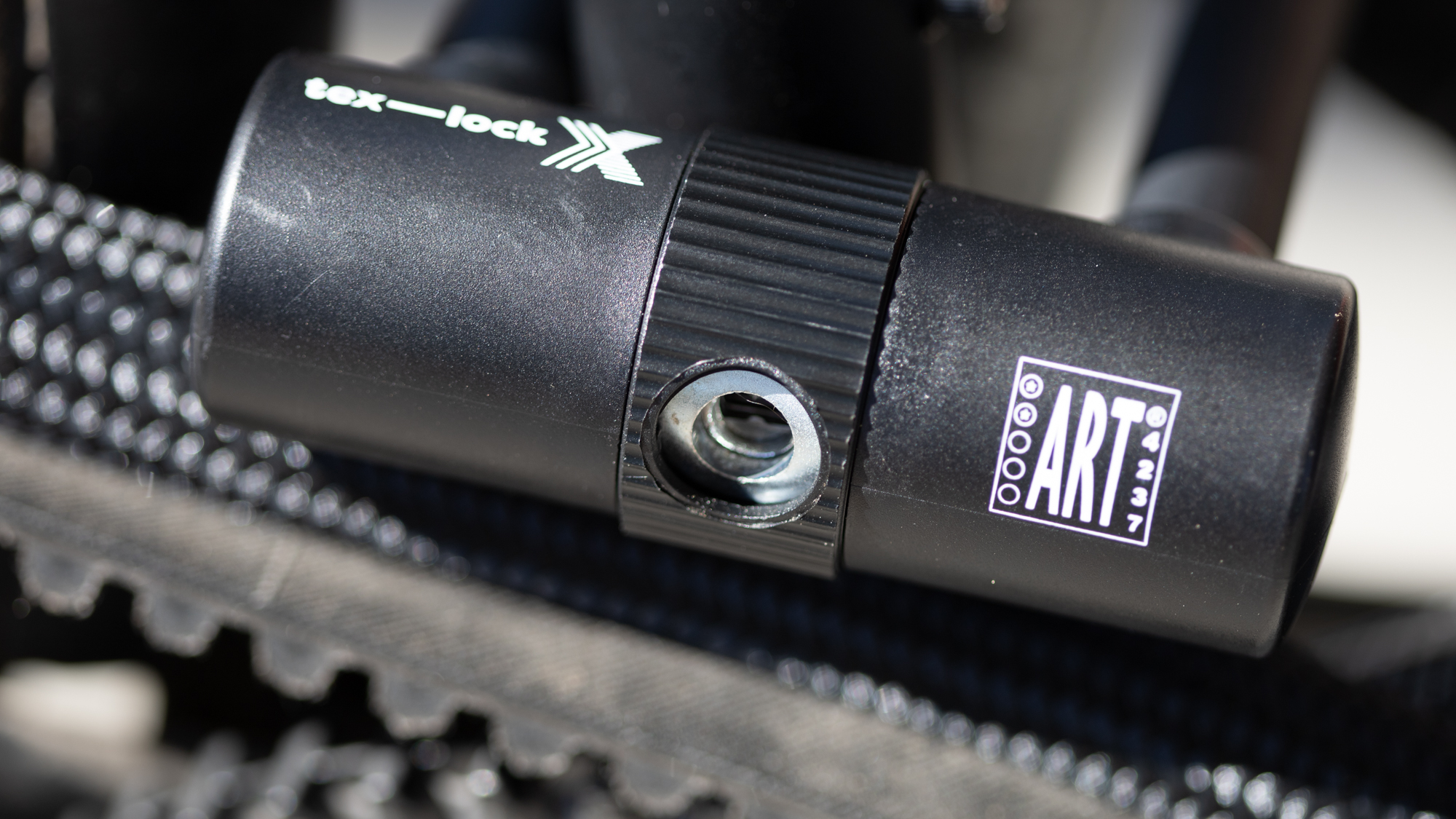 Verrou de vélo Tex-Lock gros plan du trou de la clé