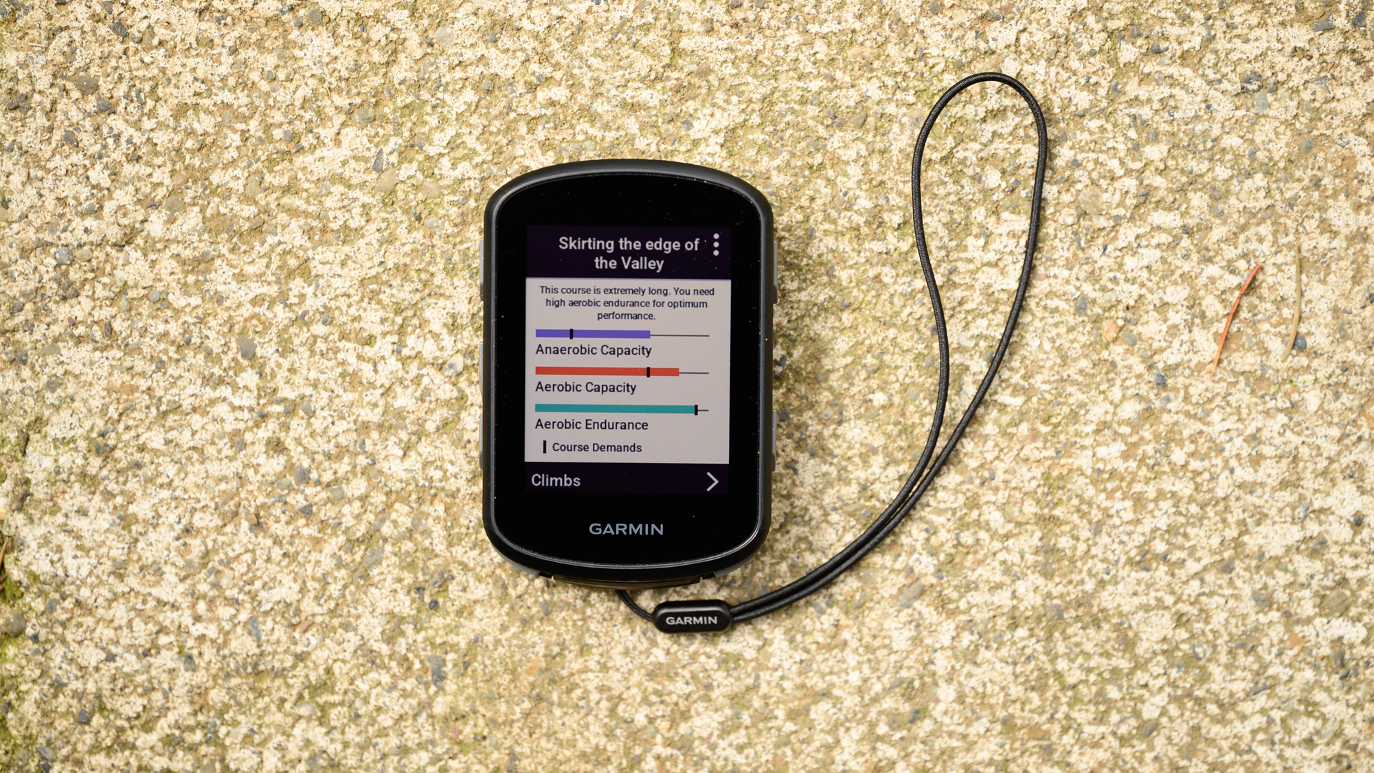 Écran de demandes de cours Garmin Edge 540