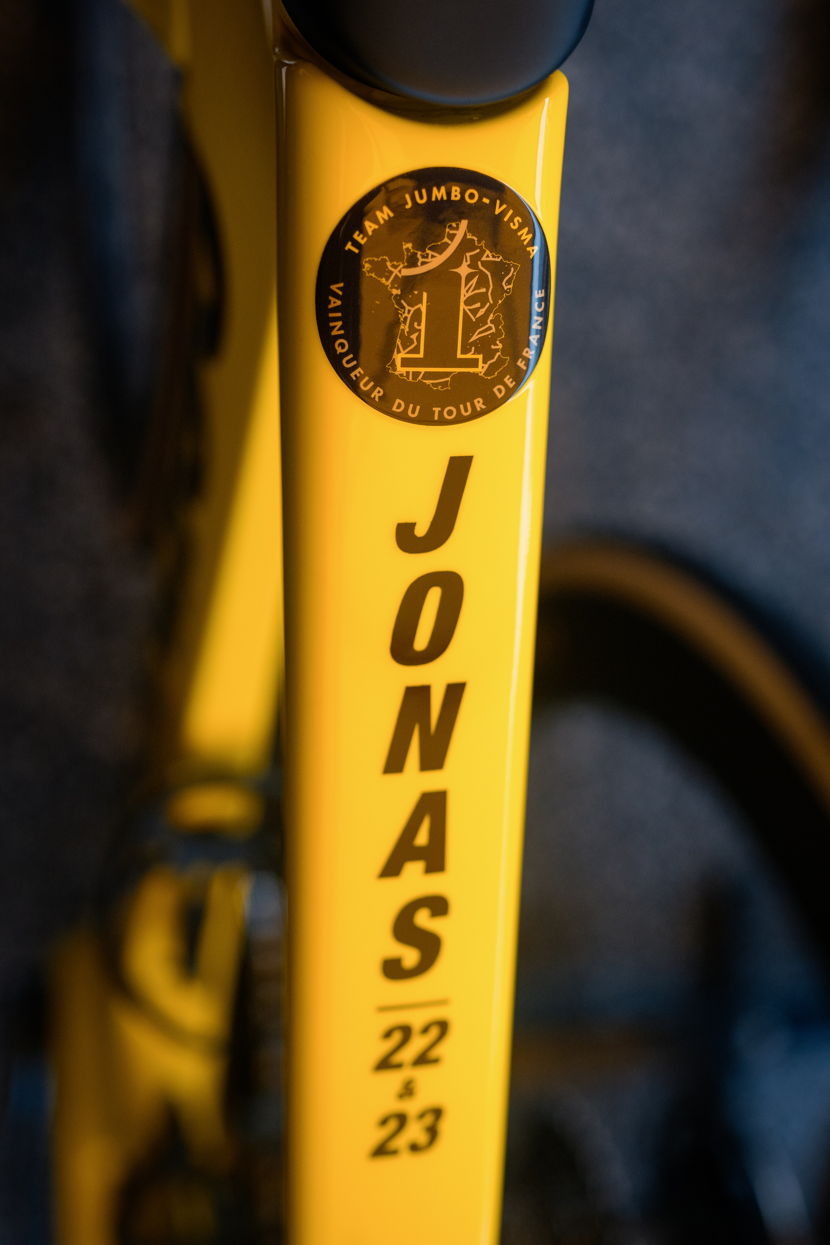 Un Cervelo S5 tout jaune pour Jonas Vingaard