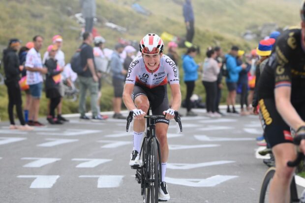 COL DU TOURMALET, FRANCE - JULY 29: Clara Koppenburg of Germany and Cofidis Women Team competes during the 2nd Tour de France Femmes 2023, Stage 7 a 89.8km stage from Lannemezan to Col du Tourmalet 2116m / #UCIWWT / on July 29, 2023 in Col du Tourmalet, France. (Photo by Alex Broadway/Getty Images)