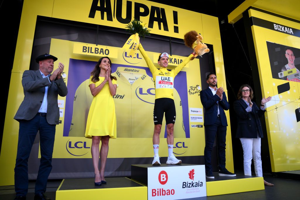 Adam Yates in the maillot jaune at the Tour de France