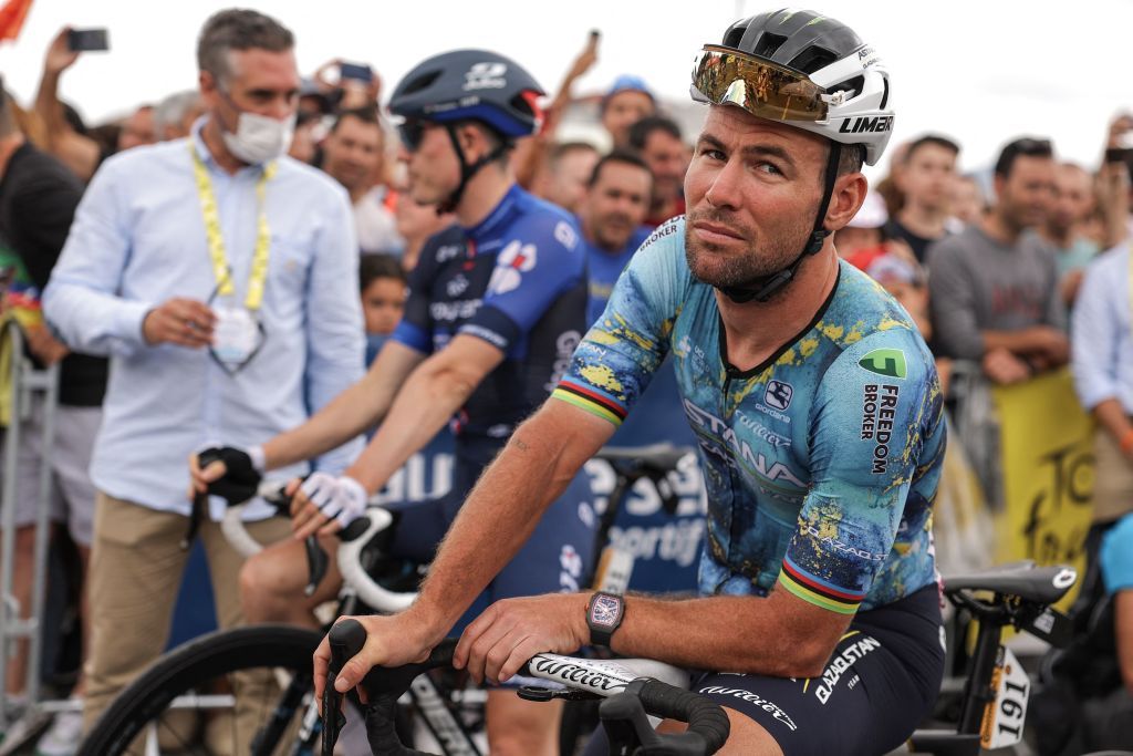 Astana Qazaqstan Teams British rider Marc Cavendish awaits the start of the 3rd stage of the 110th edition of the Tour de France cycling race 1935 km between AmorebietaEtxano in Northern Spain and Bayonne in southwestern France on July 3 2023 Photo by Thomas SAMSON AFP Photo by THOMAS SAMSONAFP via Getty Images