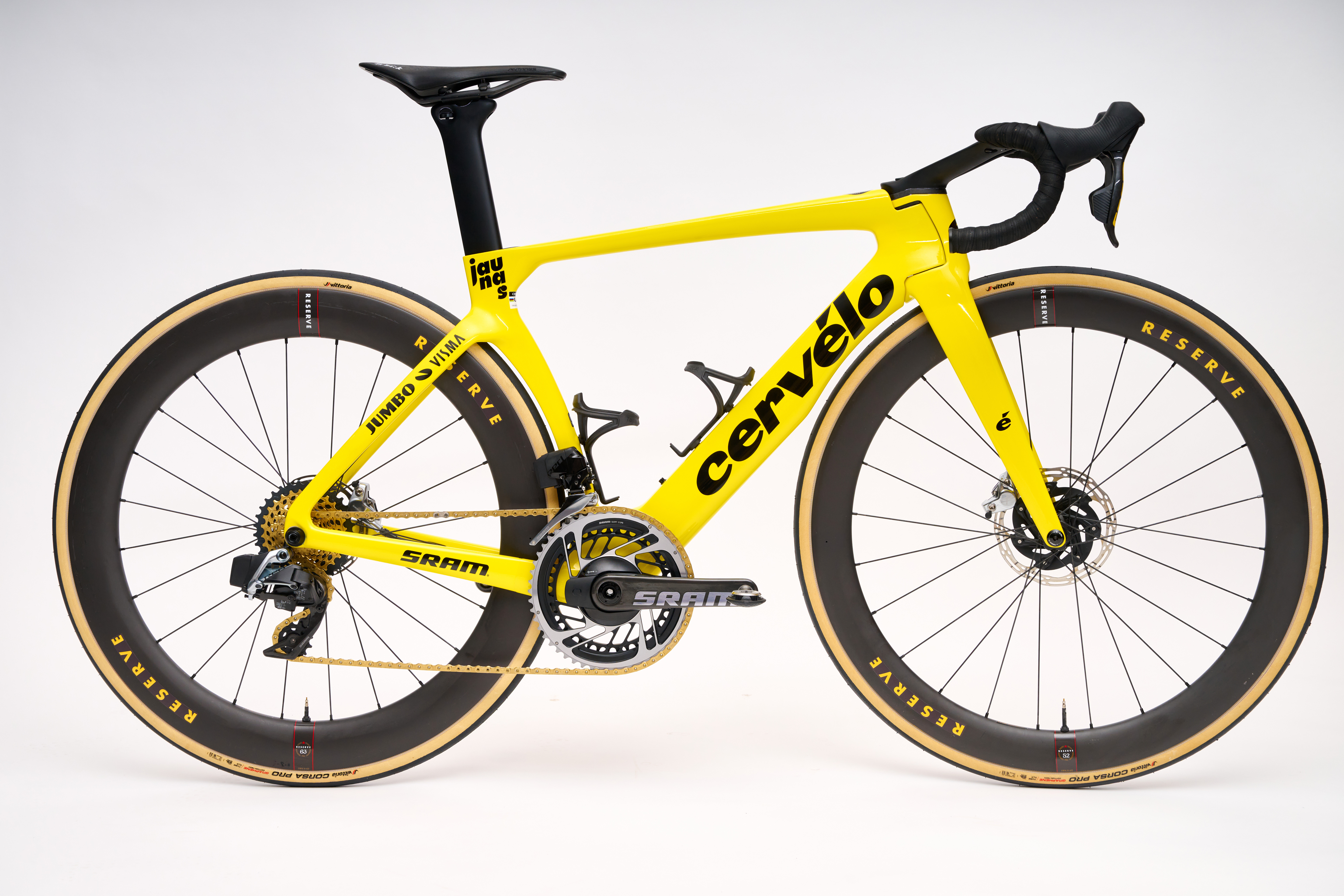 Un Cervelo S5 tout jaune pour Jonas Vingaard