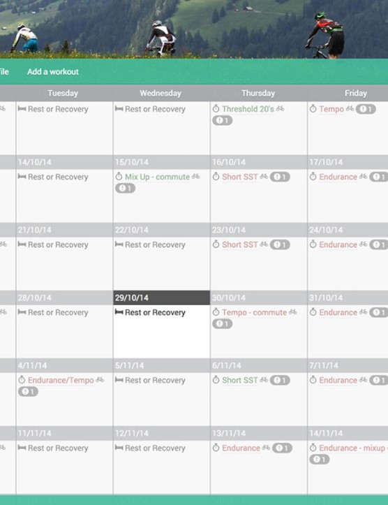 Votre plan d'entraînement généré ressemblera à ceci dans le calendrier du plan d'aujourd'hui