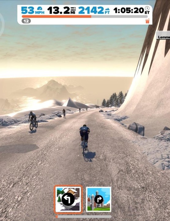 Descente en roue libre du haut de la couse