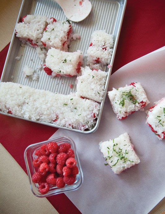 Galettes de riz à la framboise et à la menthe