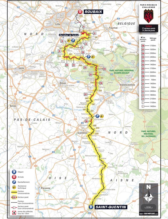 Le plan du parcours Paris-Roubaix Challenge