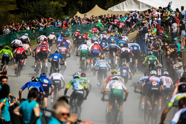 Picture by Michal CervenySWpixcom 11082023 Mountain Bike CrossCountry 2023 UCI Cycling World Championships Peebles Scotland XCO Men U23