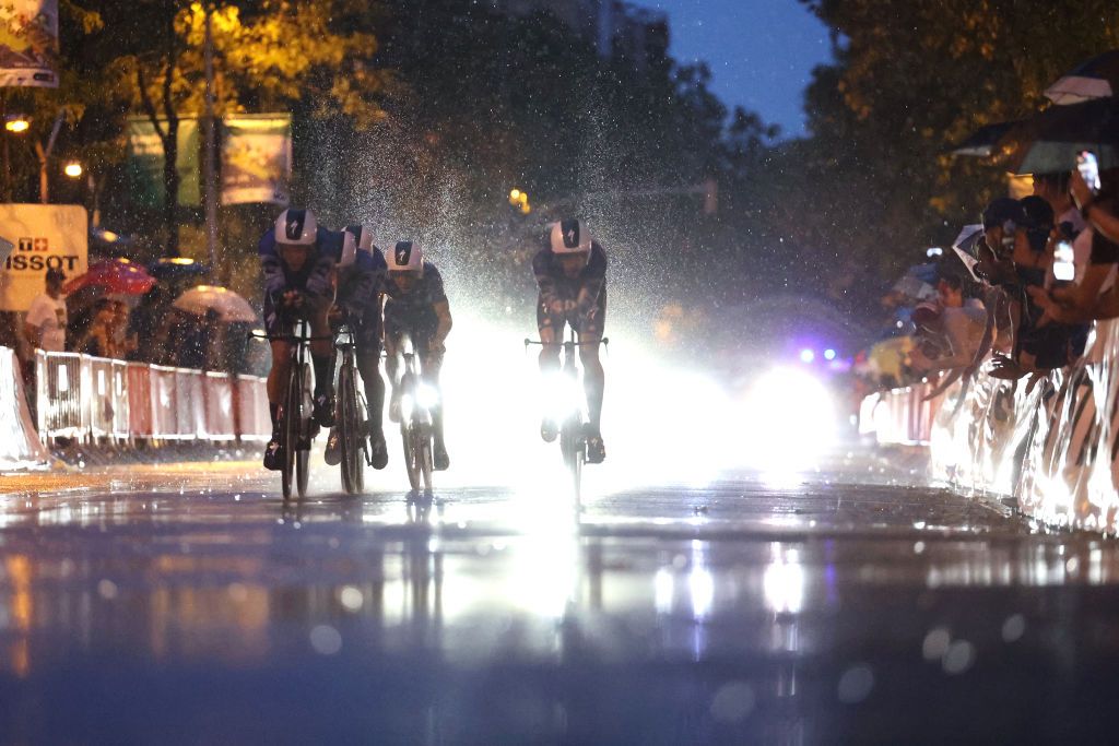 Soudal-Quick Step faced dark, wet and miserable conditions