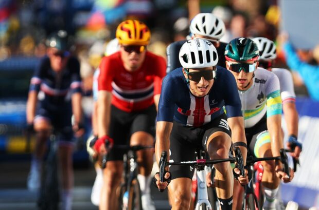 Neilson Powless in action at the 2022 UCI Road World Championships