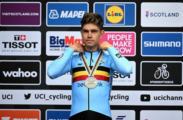 Wout van Aert took home the silver medal from the road race at the UCI Road World Championships in Glasgow