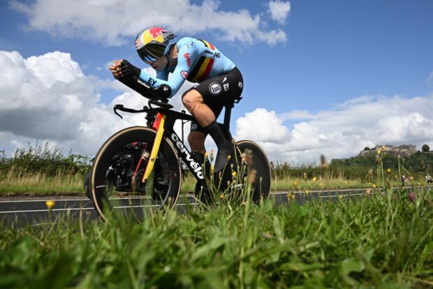 Wout van Aert competing in the elite men