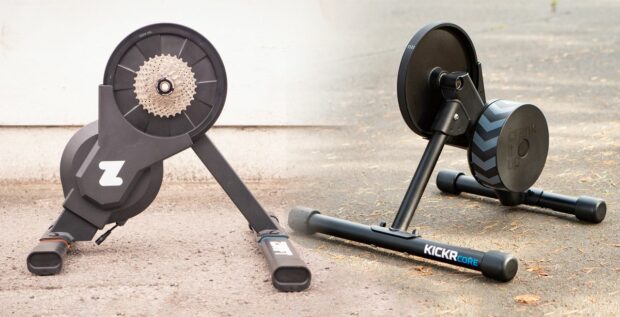 A Zwift Hub and Wahoo Kickr Core merged into one photo