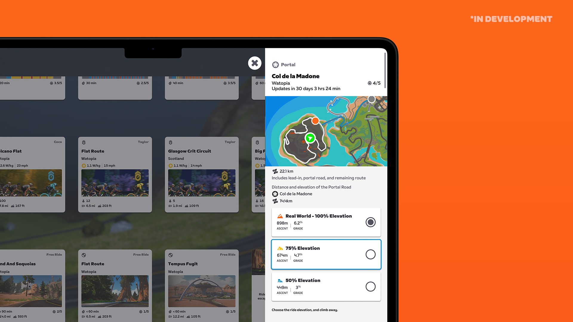 Mise à l'échelle de la montée Zwift