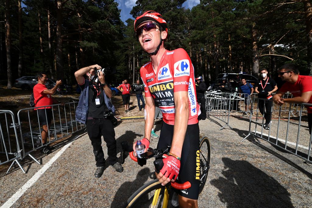 Overall leader Sepp Kuss after stage 11 at the Vuelta a Espana