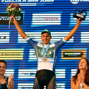 Juan Pablo Dotti in the jersey of best local rider at the 2023 Vuelta a San Juan