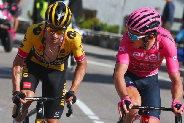 Primoz Roglic and Geraint Thomas at the 2023 Giro d