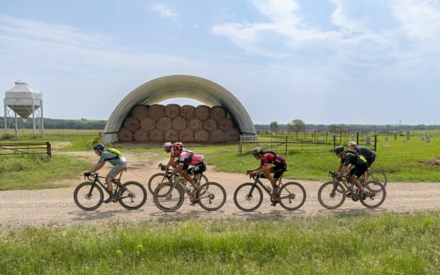 Riders competing in gravel racing