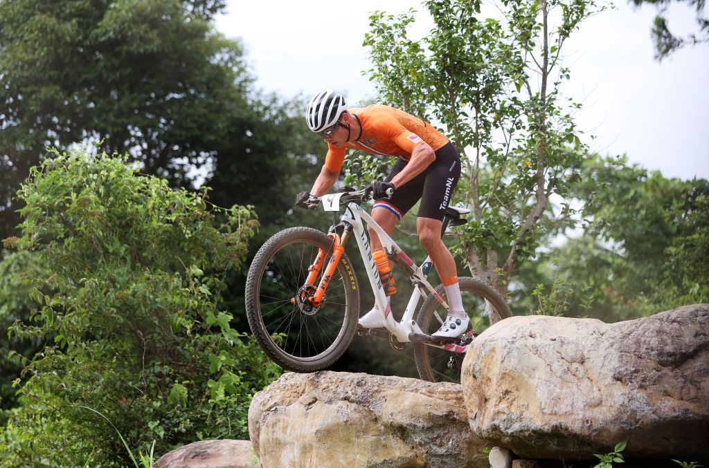 Mathieu van der Poel just before his last Olympic MTB race came to an end