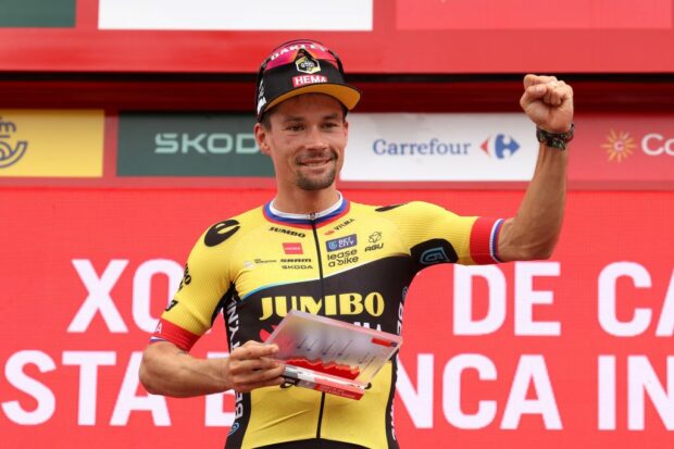Primož Roglič (Jumbo-Visma) celebrates his stage win