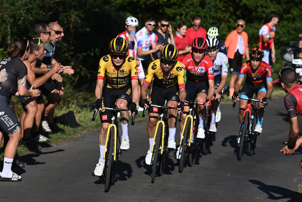 Jonas Vingegaard, Primoz Roglic and Sepp Kuss at the Vuelta a Espana