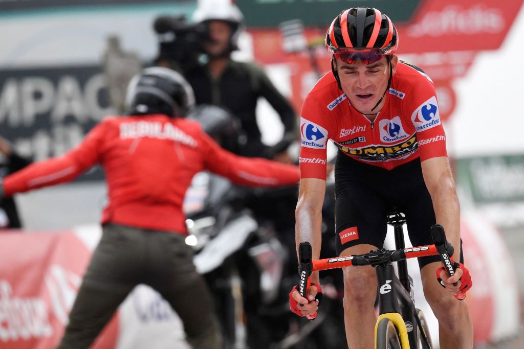 Vuelta a Espana leader Sepp Kuss finishes third on stage 17 to the Angliru