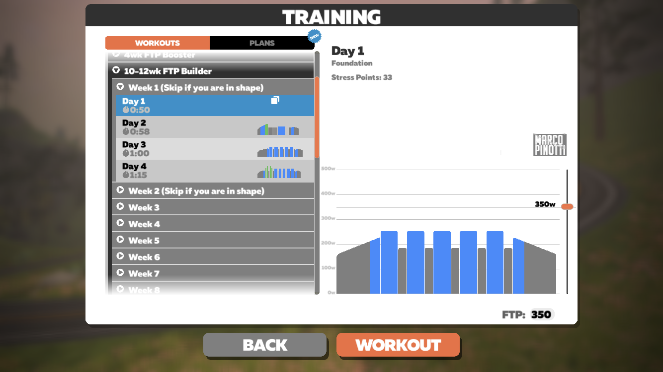 Plans de formation Zwift : 10-12 semaines FTP Builder