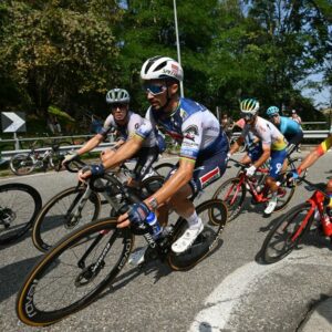 Julian Alaphilippe (Soudal-QuickStep) races during the 2023 Coppa Bernocchi