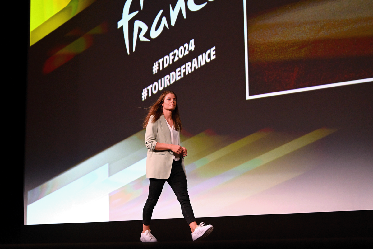 Lotte Kopecky at the 2024 Tour de France Femmes route reveal in Paris