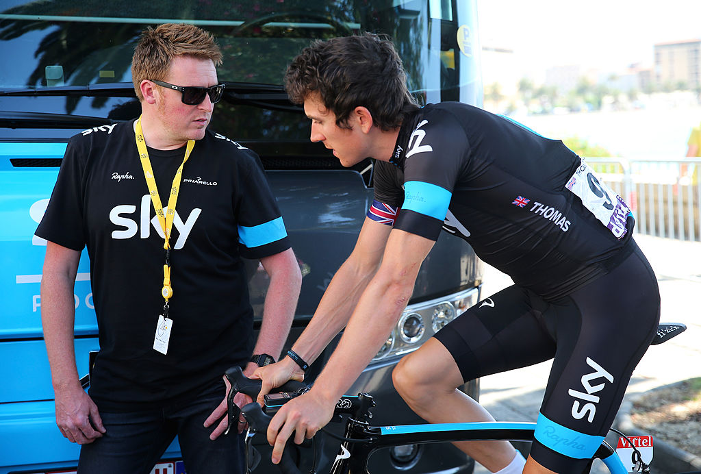 Ellingworth et Thomas travaillant ensemble au sein de Team Sky lors du Tour de France 2013