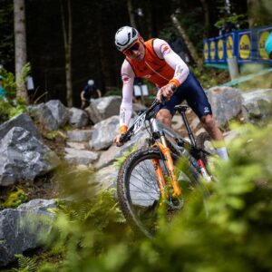 Picture by Michal CervenySWpixcom 08082023 Mountain Bike XCO CrossCountry 2023 UCI Cycling World Championships Peebles Scotland practice Mathieu van der Poel Netherlands