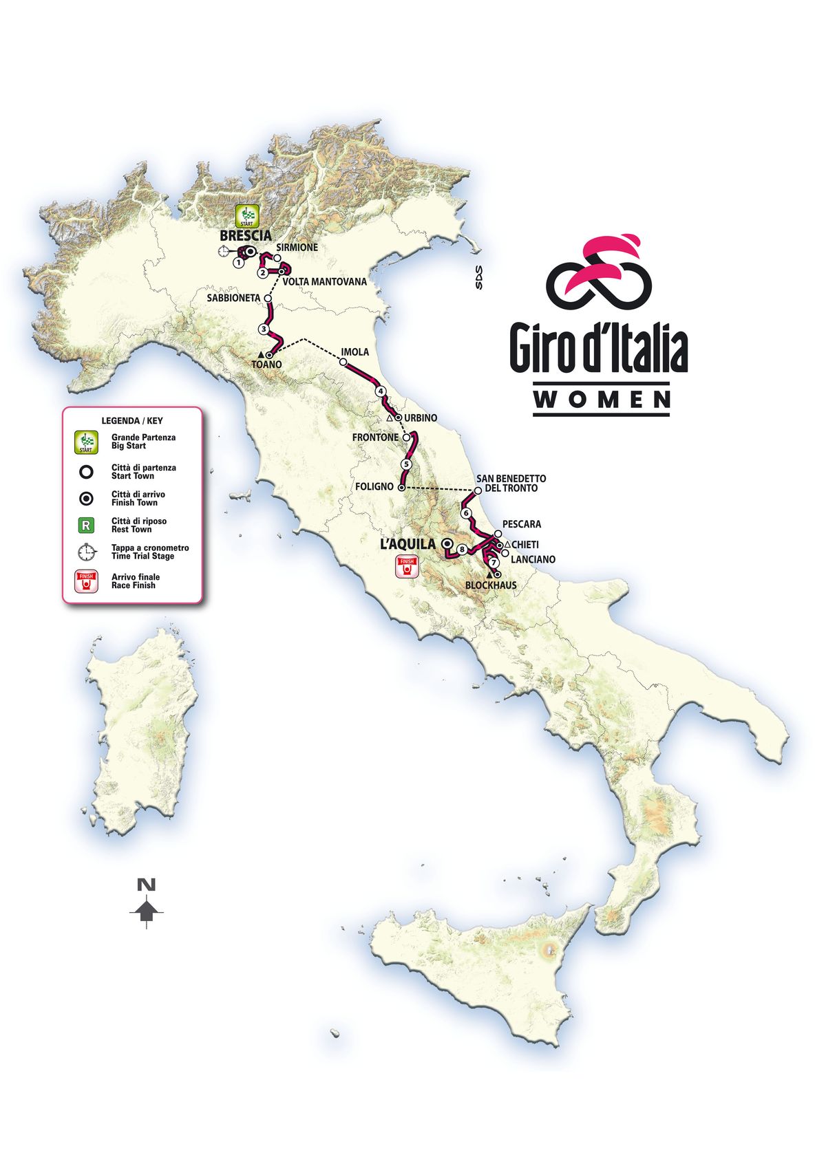 The map of the 2024 Giro d