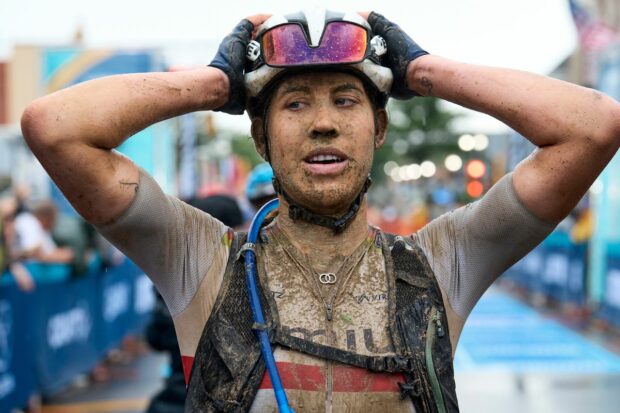 Danni Shrosbree conquered the mud at the 2023 Unbound Gravel 200 and finished fourth for elite women