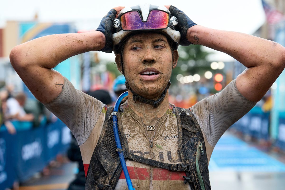 Danni Shrosbree conquered the mud at the 2023 Unbound Gravel 200 and finished fourth for elite women