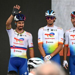Alternate crop: Peter Sagan of Slovakia, Daniel Oss of Italy and Maciej Bodnar at the GP de Québec
