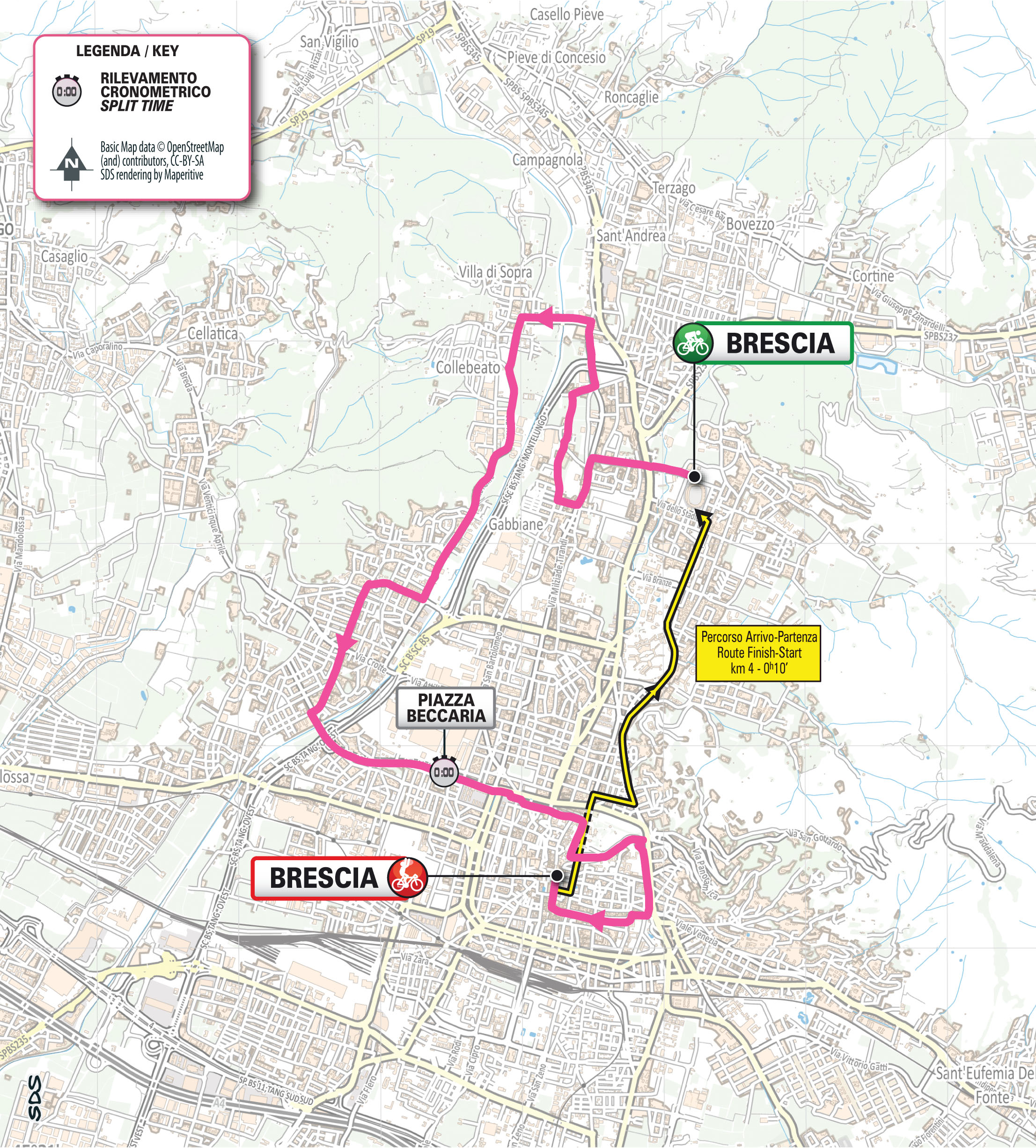 La carte de l'étape 1 du Giro d'Italia Féminin 2024