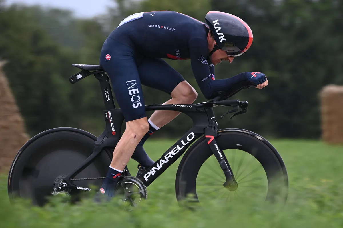 Geraint Thomas, de Grande-Bretagne, de l'équipe Ineos Grenadiers, participe à la 5e étape de la 108e édition du Tour de France.