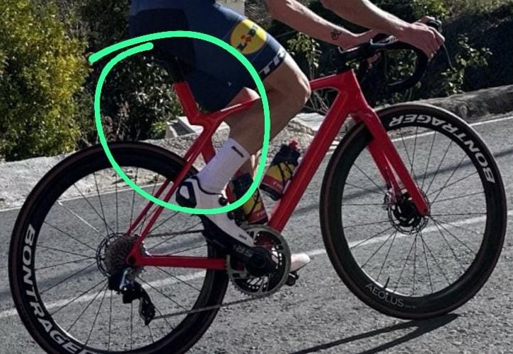 A New red Trek bike being ridden by Giulio Ciccone