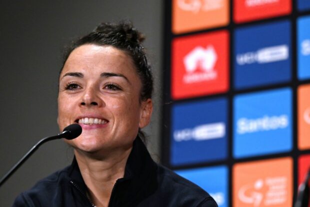 Audrey Cordon-Ragot (Human Powered Health) at the pre-race press conference ahead of the Women