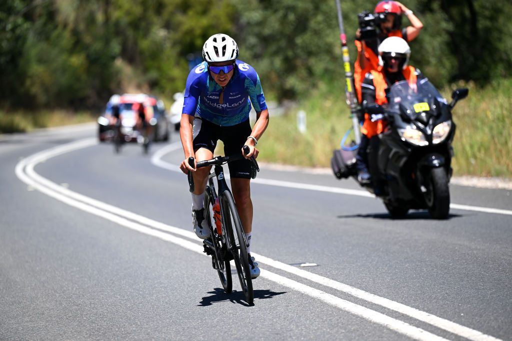 Matilda Raynolds (Team BridgeLane) on the charge during stage 1 of the Women