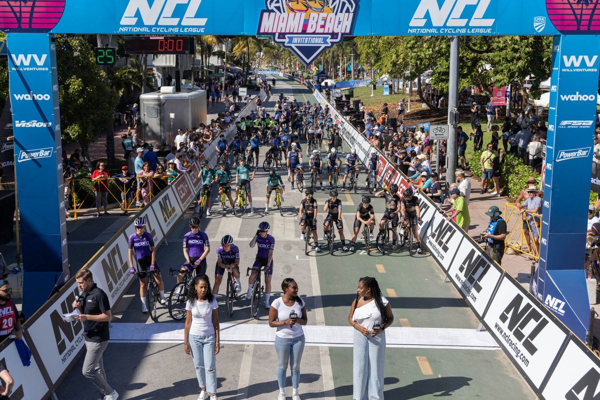 The unique start grid for racing at an NCL Cup Series event, the first one held at Miami Beach