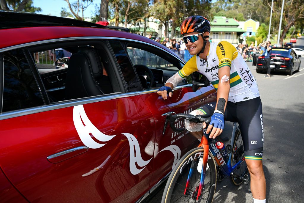 LORNE AUSTRALIA JANUARY 25 Lucas Plapp of Australia and Team JaycoAlUla prior to the 2nd Surf Coast Classic 2024 Mens Elite a 155km one day race from Lorne to Torquay on January 25 2024 in Lorne Australia Photo by Tim de WaeleGetty Images