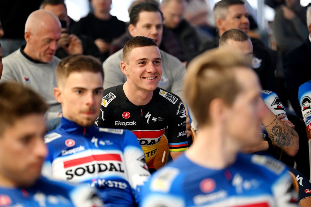 Remco Evenepoel during the Soudal-Quickstep 2024 team presentation in Calpe