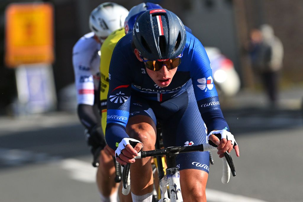 Laurence Pithie (Groupama-FDJ) out in the attack during his debut Kuurne-Brussel-Kuurne