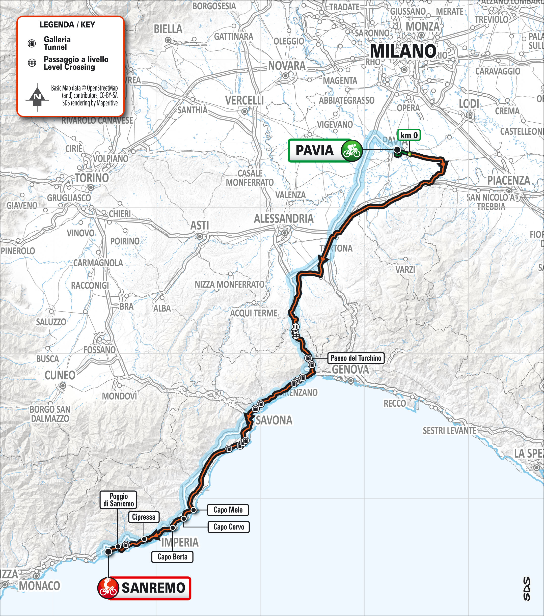 La carte du Milan-San Remo 2024