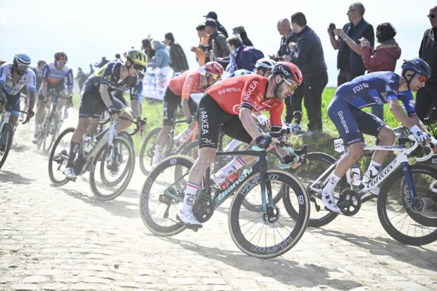 Florian Senechal racing at Paris Roubaix 2024