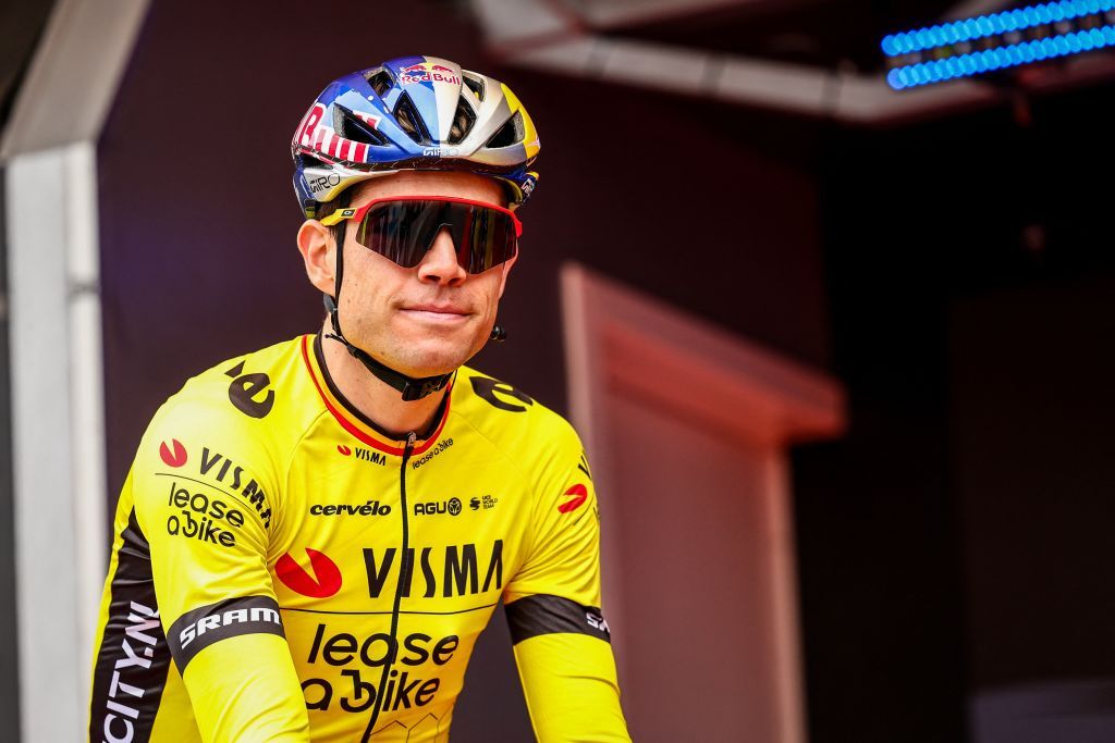 Wout van Aert (Visma-Lease A Bike) at the start of the recent Dwars door Vlaanderen