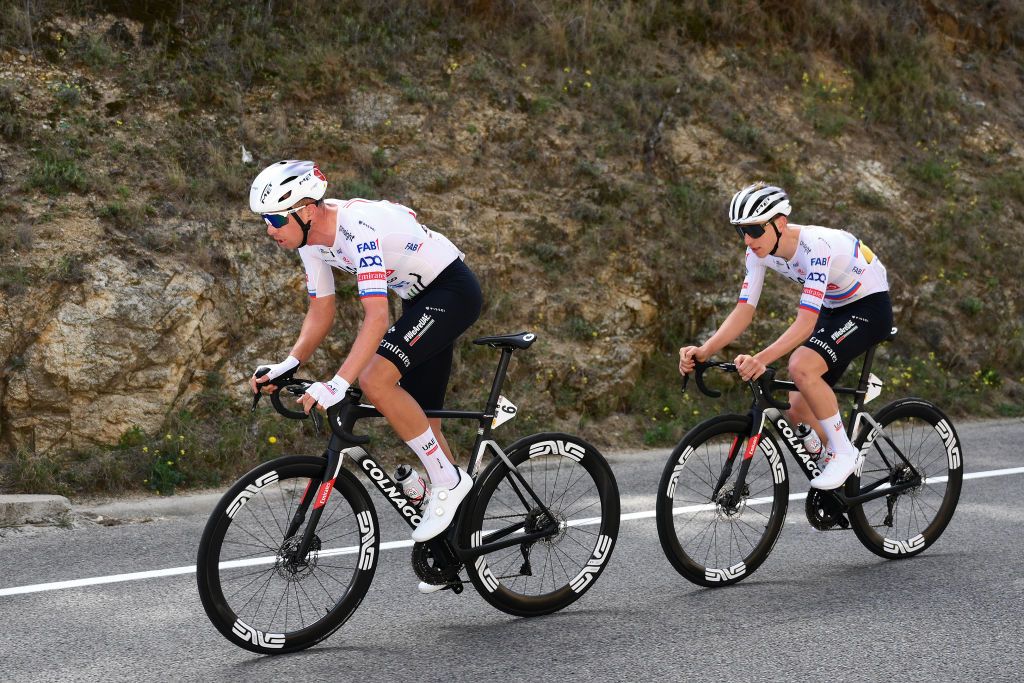 Domen Novak leads Tadej Pogačar at the Volta a Catalunya – the pair reunite in UAE Team Emirates