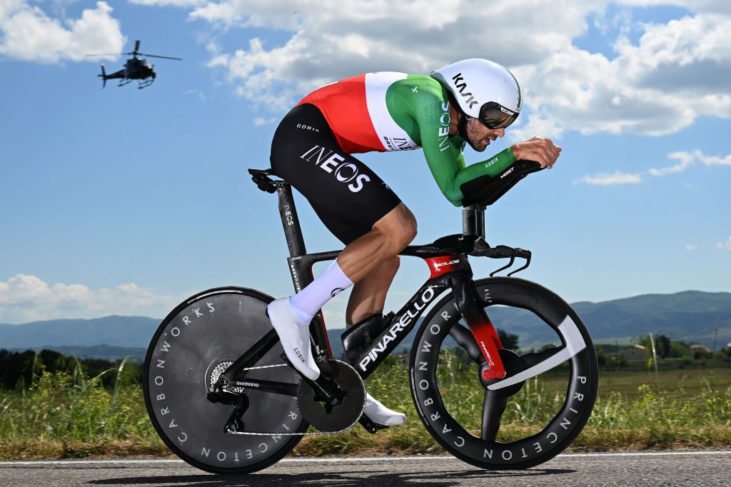 Filippo Ganna finished second to Tadej Pogačar in the stage 7 time trial at the 2024 Giro d