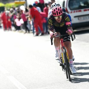 Michael Valgren leads the breakaway on stage 5 of the Giro d